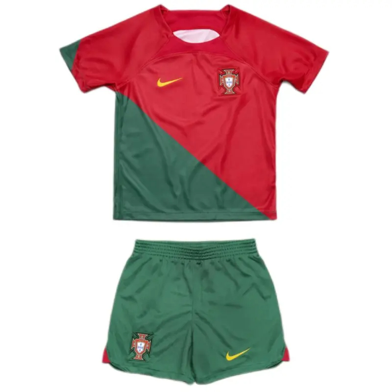 2022 Portugal   World Cup Home Soccer Kids Kit  Jersey+Shorts
