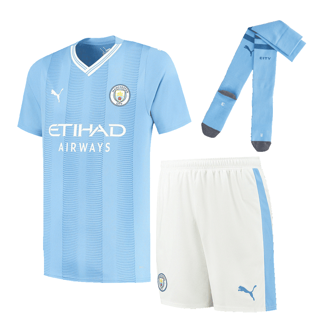23-24 Manchester City Home Whole Kit Jersey+Shorts+Socks