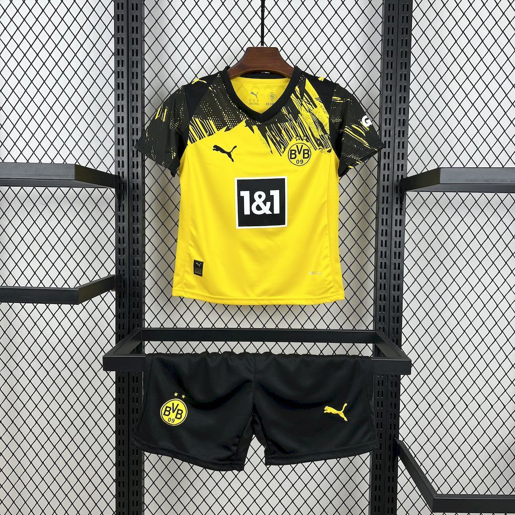 2025-2026 Borussia Dortmund Club Home Kids Football Jersey Fan edition 1:1  China Quality