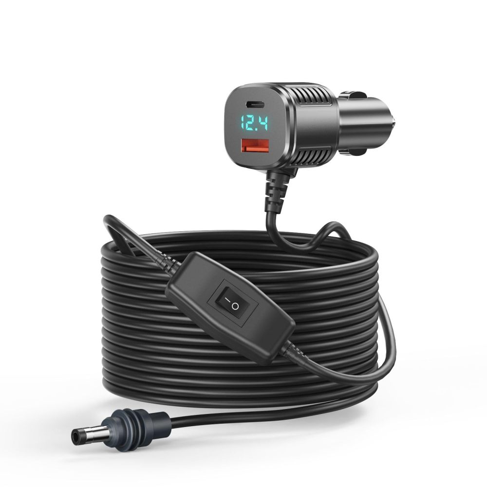 Starlink Mini Cable, 3 in 1 Starlink Mini Car Charger DC Power Cable+ Cigarette Lighter Adapter 12V-48V with Digital Display USB C PD & USB A Ports for Trucks Cars 10FT