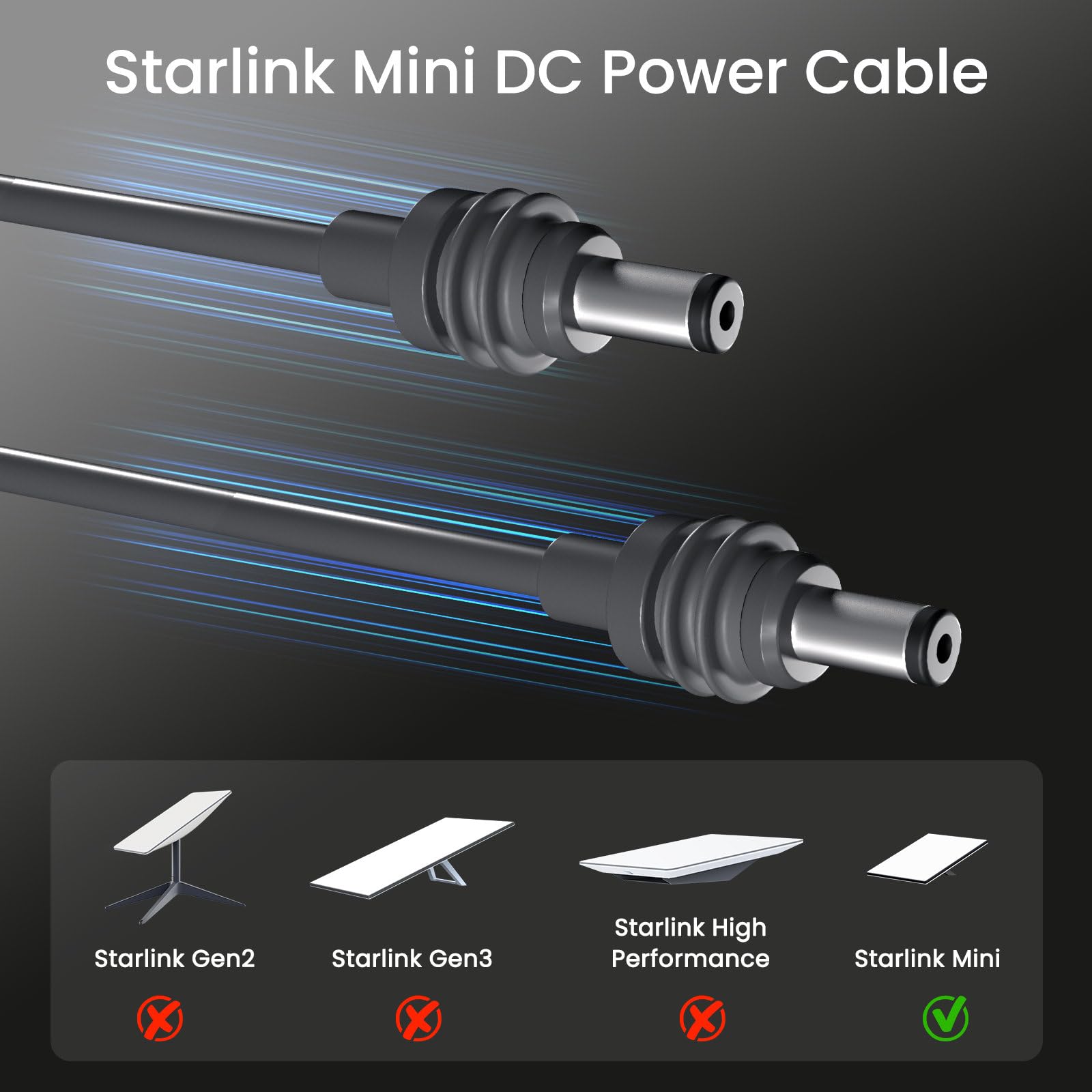 For Starlink Mini Cable -  Waterproof DC Power Replacement Cable for Starlink Mini  Gray - tejoy
