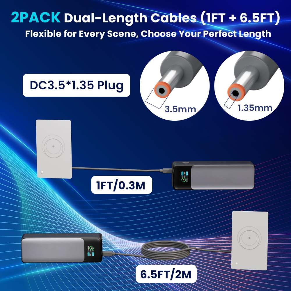 Starlink Router Mini Cable 2 Pack (1FT 6.5FT) USB C to DC Power Cable Compatible with Mini Router, Plug and Play PD 9V Compatible Replacement for Starlink Internet Kit