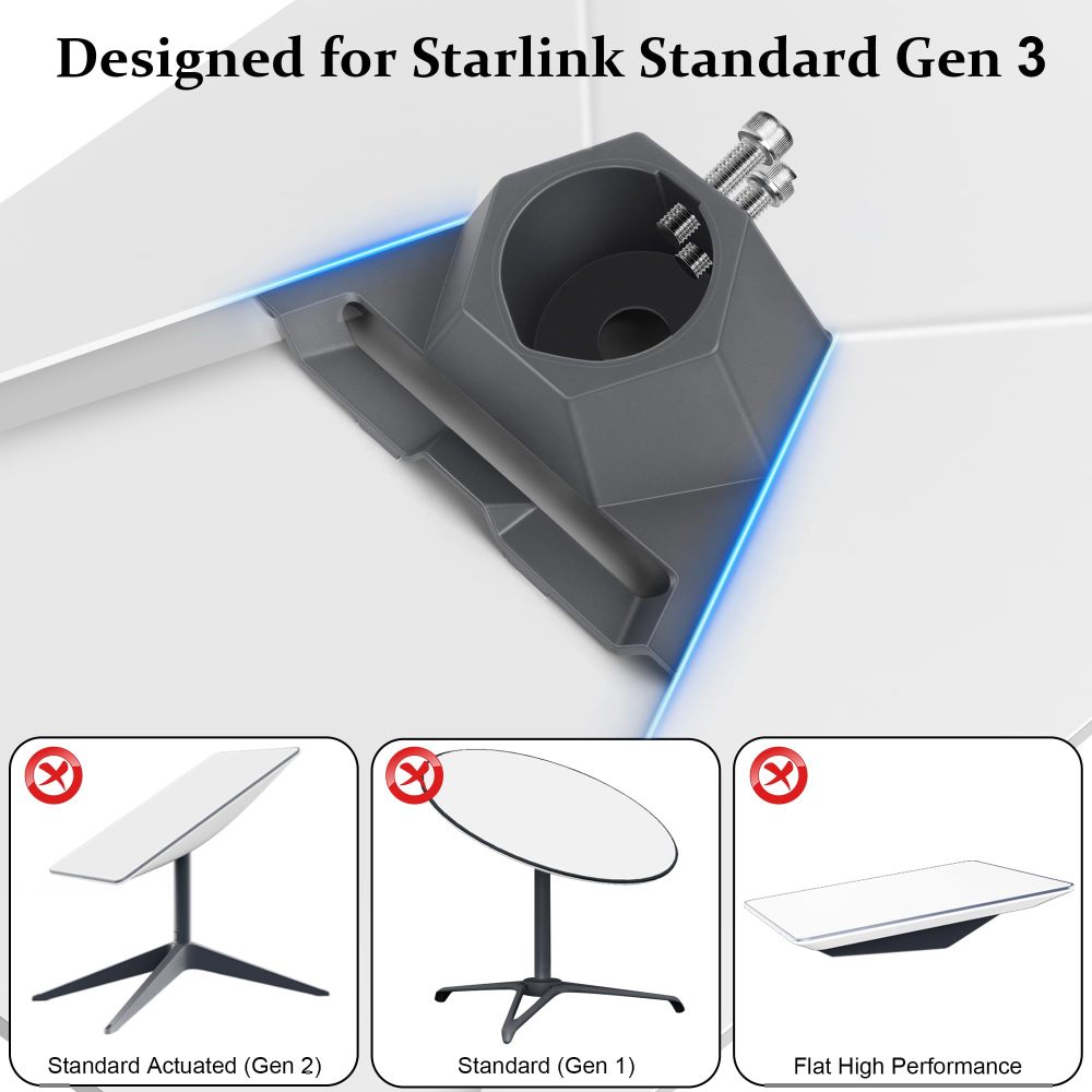 Pipe Adapter Mount for Starlink Gen 3, Compatible with 1.25-2.5'' Pipe, Starlink V3 Dish Heavy Duty Roof Pole Mounting Kit Connectors, Thickened Pole Mount Adapter Kit Accessories, Easy Installation