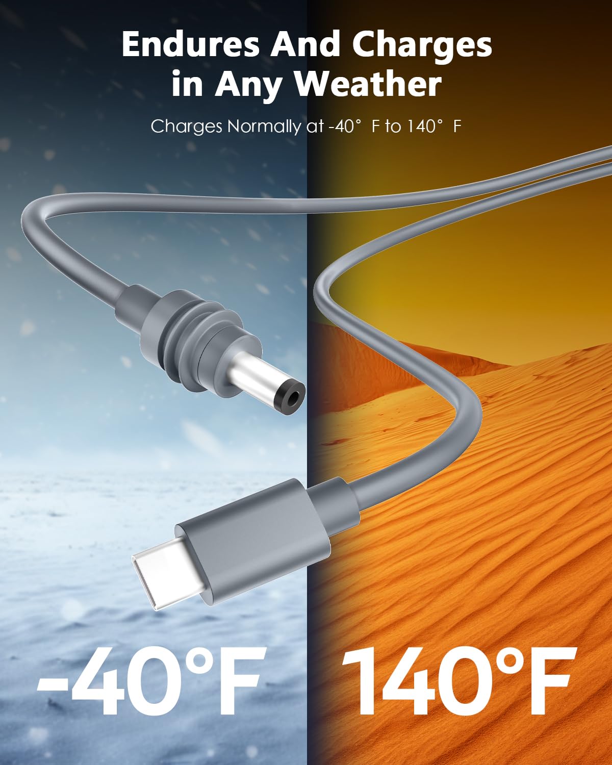 For Starlink Mini USB C to DC Power Cable 16.4 FT/5 M Starlink Mini Cable 100W USB Type-C Input to DC Barrel Jack Charging Cord Waterproof Work with 100W+ PD Source 18AWG - tejoy