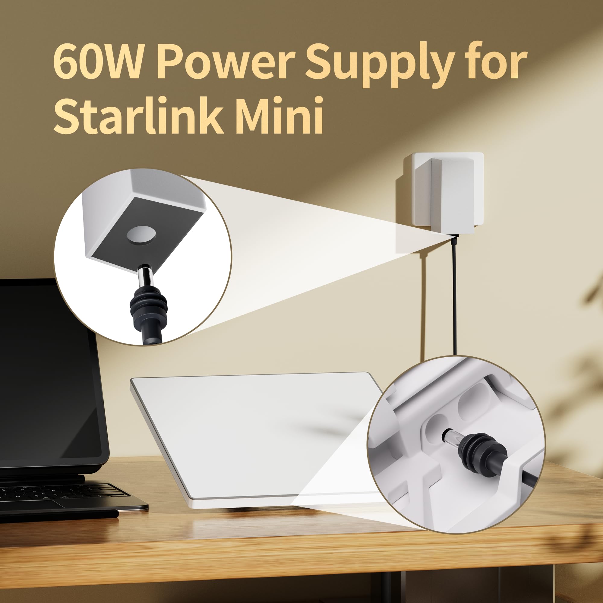 For Starlink Mini Charger 60W Replacement Power Supply AC Adapter 30V 2A Output Wall Charger Plug for Starlink Mini Dish - tejoy