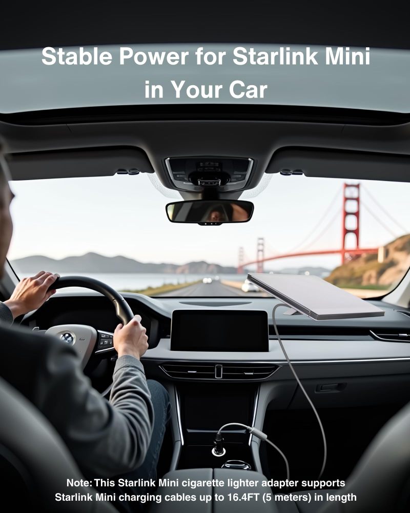 Car Charger to DC Female Adapter Cable for Starlink Mini, 12~48V Cigarette Lighter to DC Power Cable, 36W Output Stable Power Supply for Car, Truck, RV, Boat - 19AWG Durable Construction