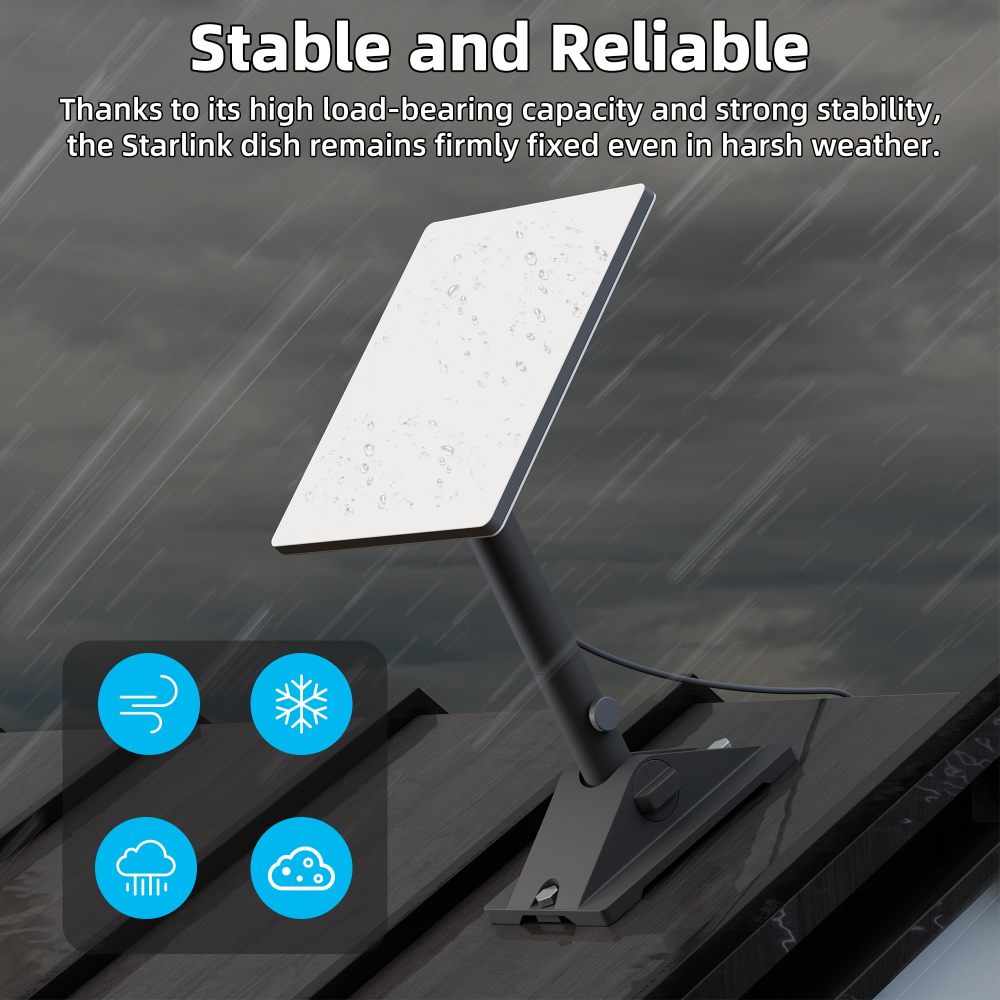 Starlink Mini Roof Mount Adjustable Starink Mini Home Mount Heavy Duty Pole Mounting with Adjustable Tilt 90 for Better Signal