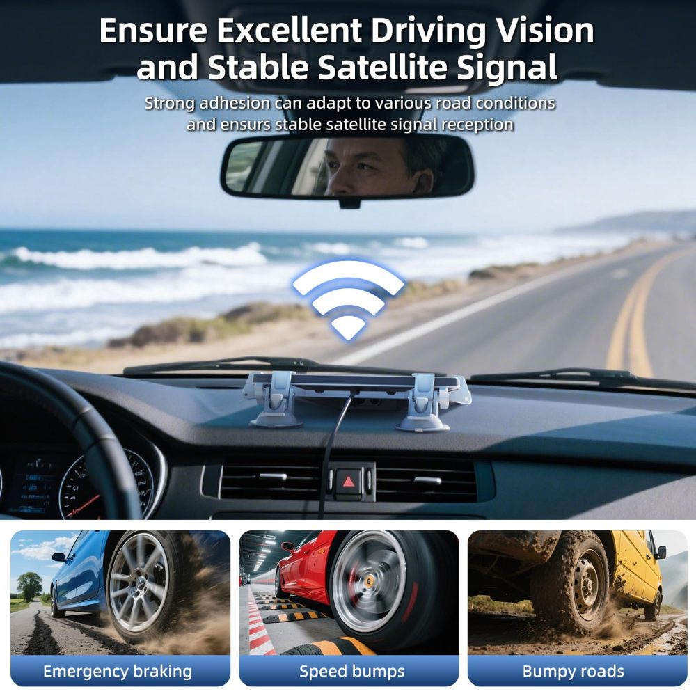 Starlink Mini Car Mount for Dashboard, Starlink Mini Suction Cup Mount for Dashboard & Windshield, Secure Mounting Kit for Most Vehicles and Ensures Stable Driving and Satellite Signal