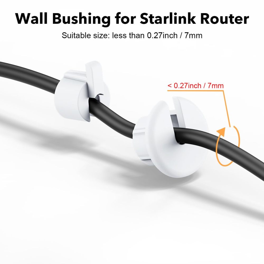 Cable Routing Kit for Starlink, Cable Mounting Kit, Starlink Accessories, Wall Grommets for Cables, Cable Wall Pass Through for 1 Inch Wall Hole and Furniture Wire Hole