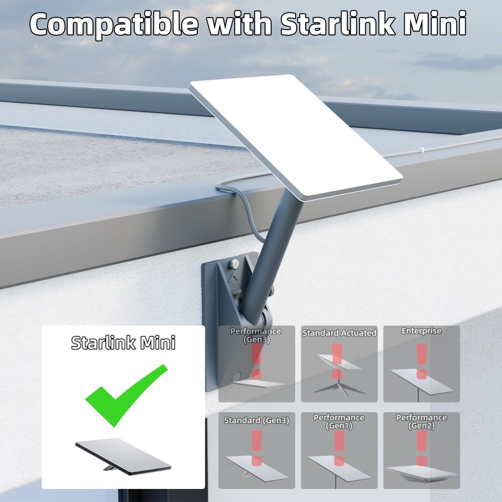 Starlink Mini Roof Mount Adjustable Starink Mini Home Mount Heavy Duty Pole Mounting with Adjustable Tilt 90 for Better Signal