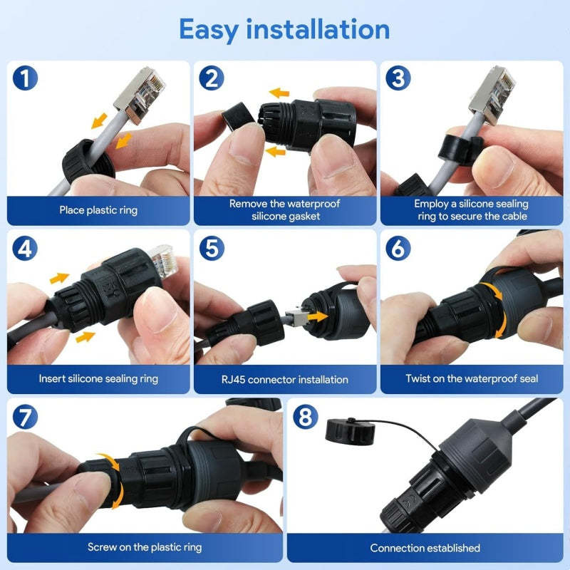Starlink Flat High Performance Extension to RJ45 Cable, Ethernet Adapter for Starlink Flat High Performance 22AWG, Waterproof SPX RJ45 Coupler with End Caps (2 Pack)
