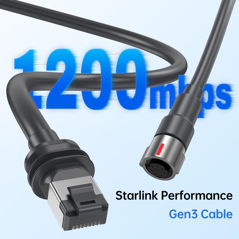Starlink Performance Gen3 Waterproof Extension Cable – High-Speed Cat6 Network Cable for Starlink Gen3 Rectangular Satellite, Plug-and-Play, Weatherproof & Durable for Indoor/Outdoor Use (10M/33FT)