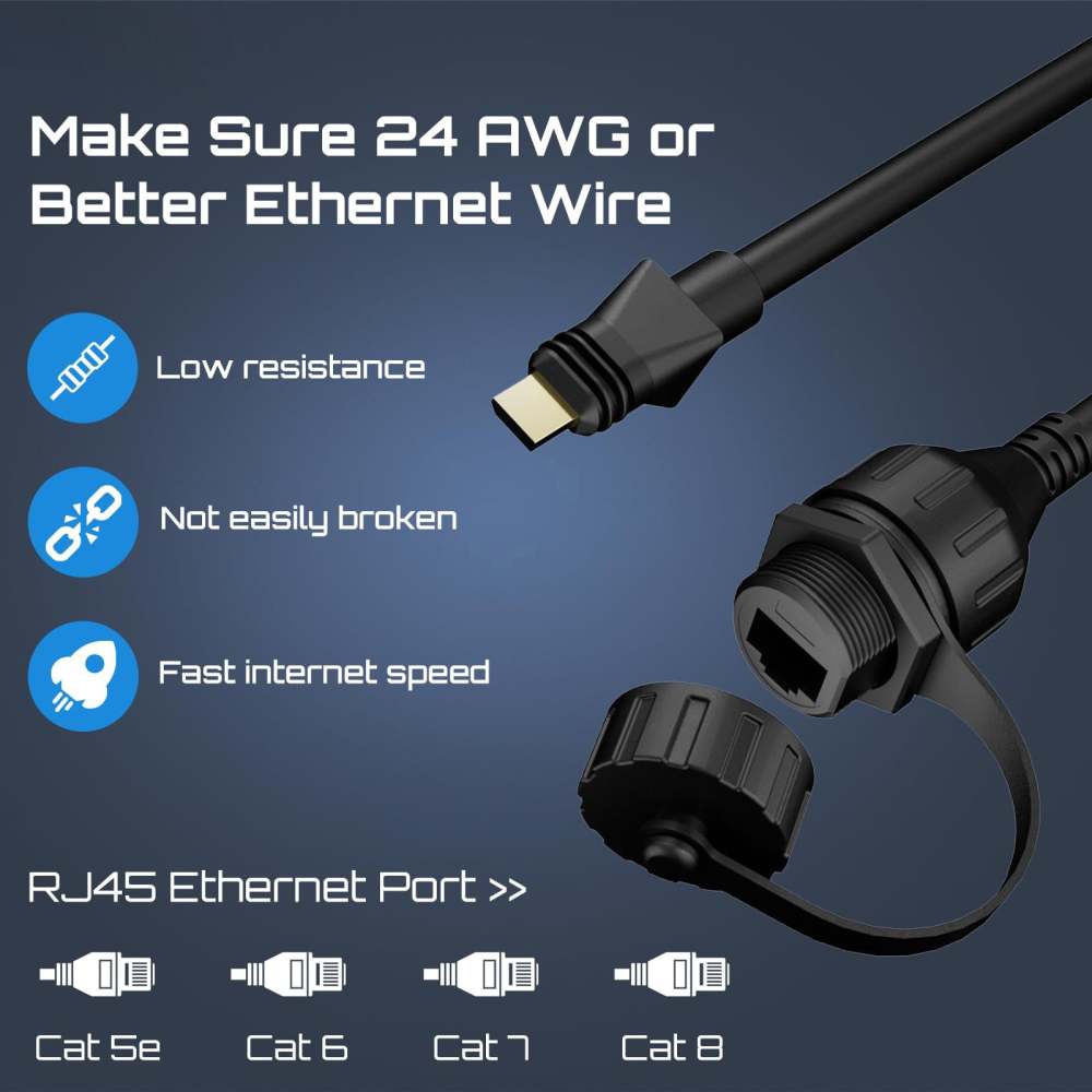 2 Pack Starlink Ethernet Adapter Cable Enterprise Extension to RJ45 Cable, Starlink Cable 23AWG Waterproof SPX-RJ45 Coupler with End Caps