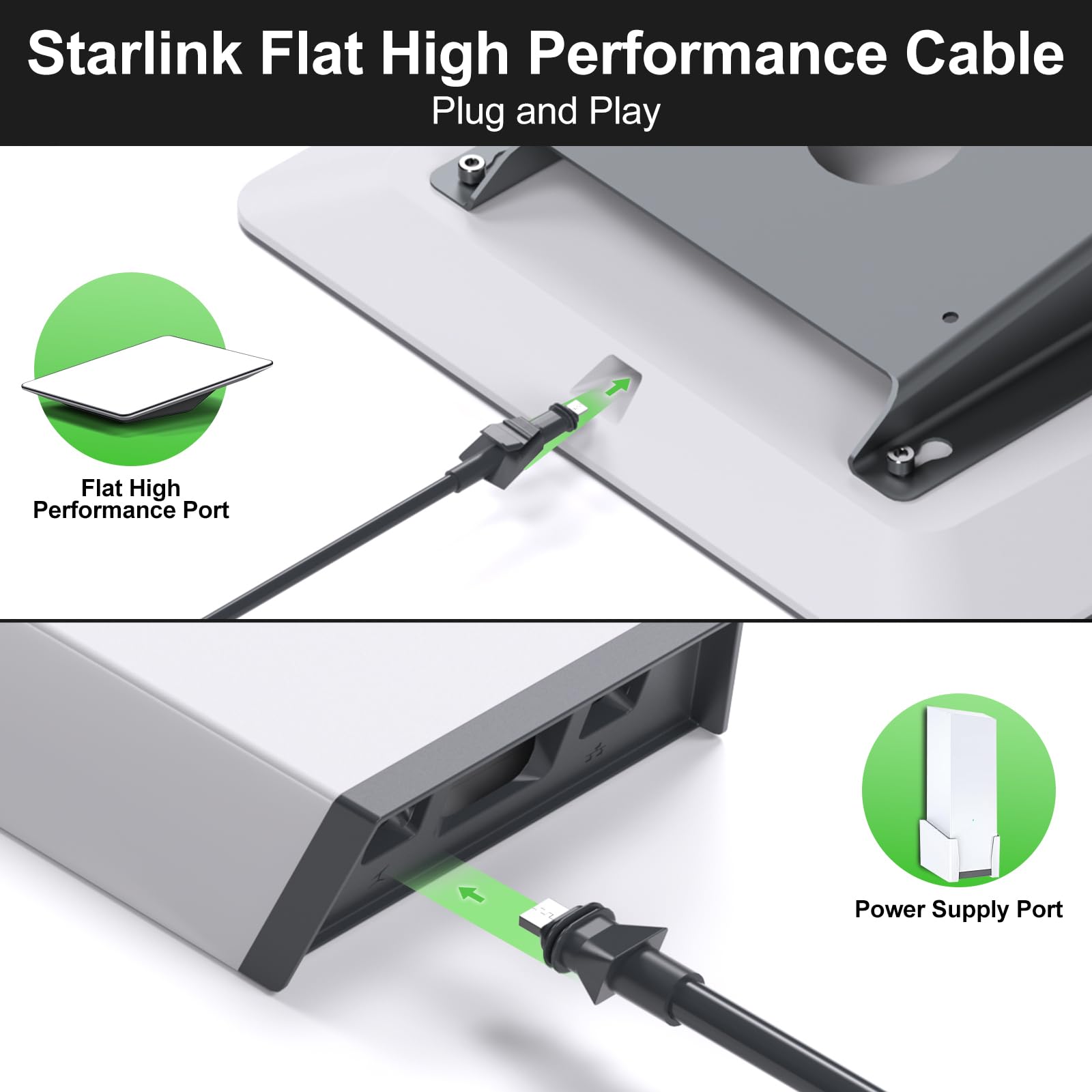 For Starlink Flat High Performance Cable 75FT/23M, Replacement FHP Power Cord linkoostar Cable for Starlink Waterproof Extension Flat High Performance Gen 2 Accessories - tejoy
