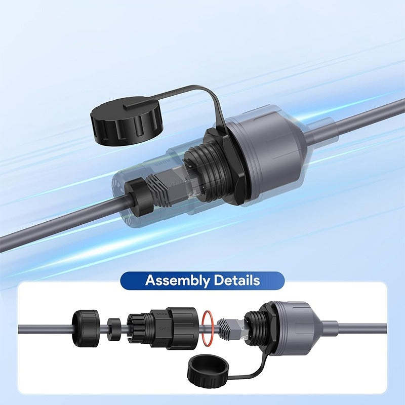 Starlink Flat High Performance Extension to RJ45 Cable, Ethernet Adapter for Starlink Flat High Performance 22AWG, Waterproof SPX RJ45 Coupler with End Caps (2 Pack)