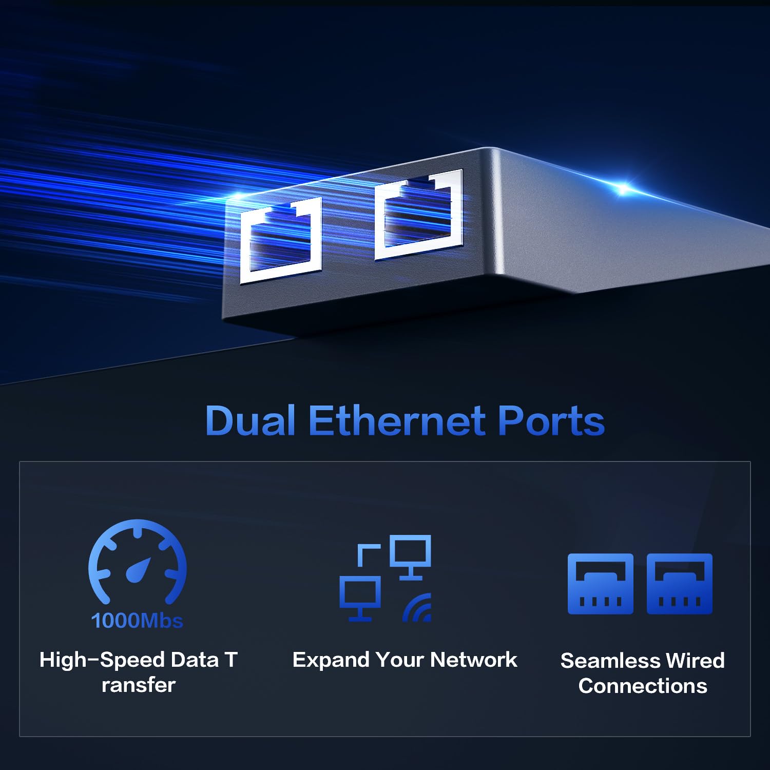 For Starlink Ethernet Adapter for Starlink Gen2 Wired External Network,Dual Ports Starlink Gen2 Ethernet Adapter Up to 1 Gbps High-Speed Ntworking - tejoy