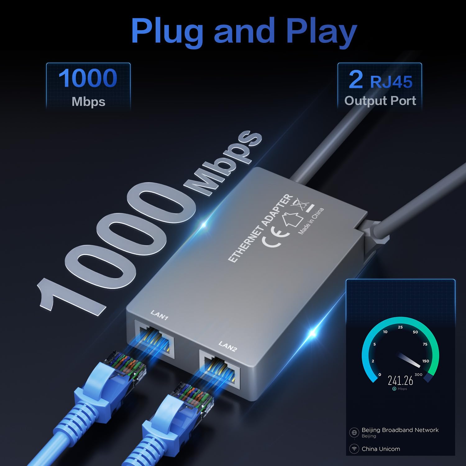 For Starlink Ethernet Adapter for Starlink Gen2 Wired External Network,Dual Ports Starlink Gen2 Ethernet Adapter Up to 1 Gbps High-Speed Ntworking - tejoy
