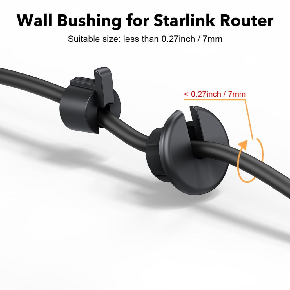 Cable Routing Kit for Starlink, Cable Mounting Kit, Starlink Accessories, Wall Grommets for Cables, Cable Wall Pass Through for 1 Inch Wall Hole and Furniture Wire Hole