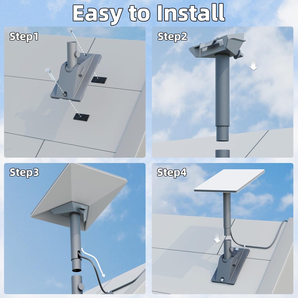 Starlink Mini Roof Mount Adjustable Starink Mini Home Mount Heavy Duty Pole Mounting with Adjustable Tilt 90 for Better Signal