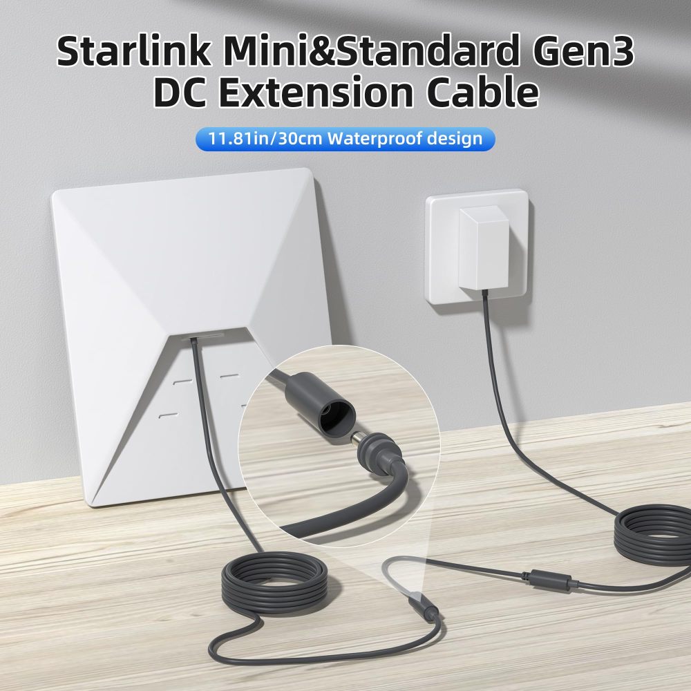 Starlink Mini Extension Cable DaierTek Waterproof Starlink Standard Gen3 DC Cable Connector Female to Female Adapter, 0.98FT, Protable, for Camp Travel Car Rv