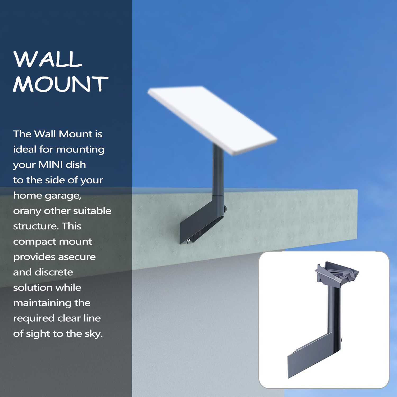 Starlink MINI Standard Wall Pivot Mount, Heavy Duty Wall & Roof Mount Bracket for Starlink MINI Dish, Sturdy Installation Kit for Tile, Asphalt & Flat Concrete Surfaces