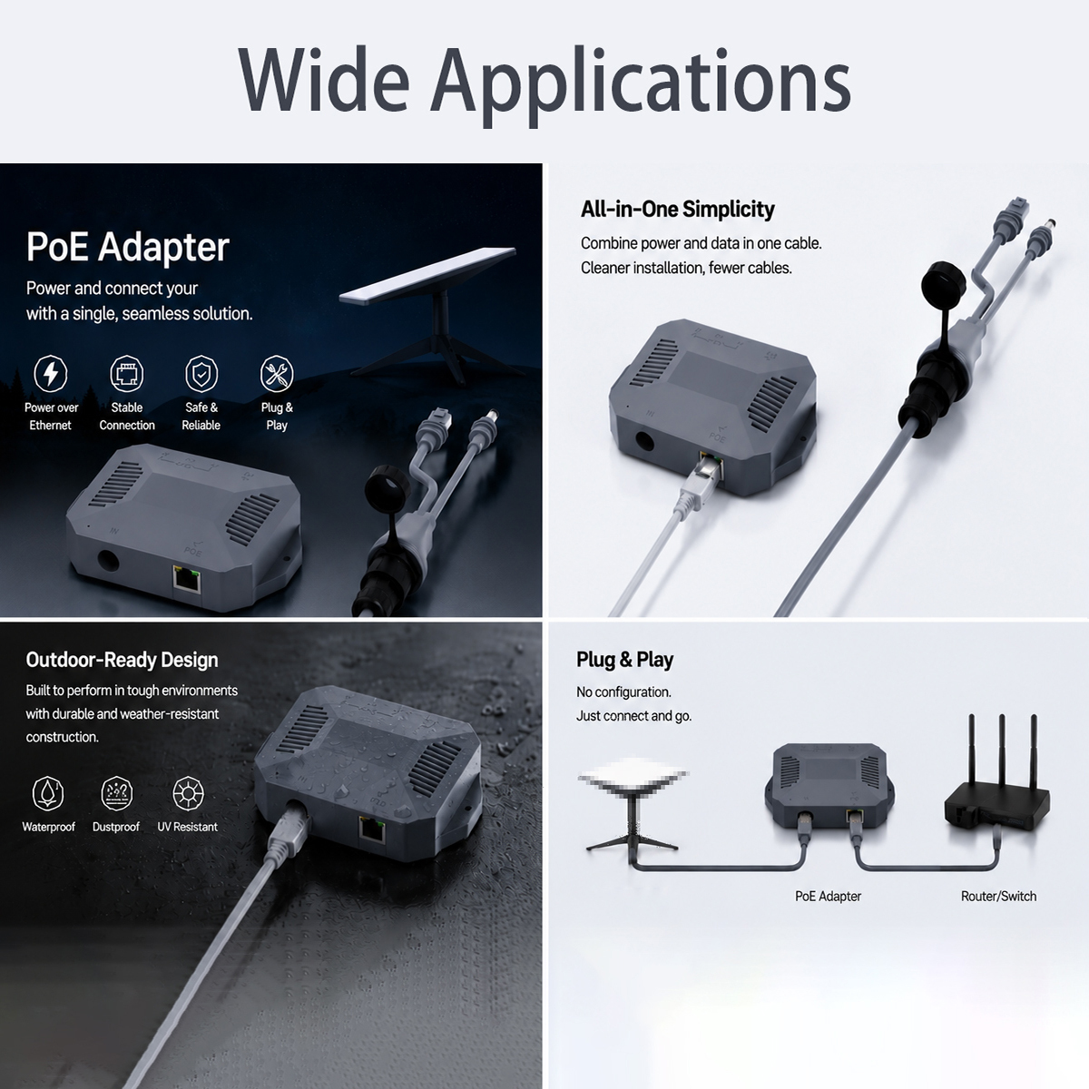Starlink MINI POE Splitter Adapter Box, POE Adapter Kit with 0.2M Split Cable, Dedicated for Starlink MINI Device