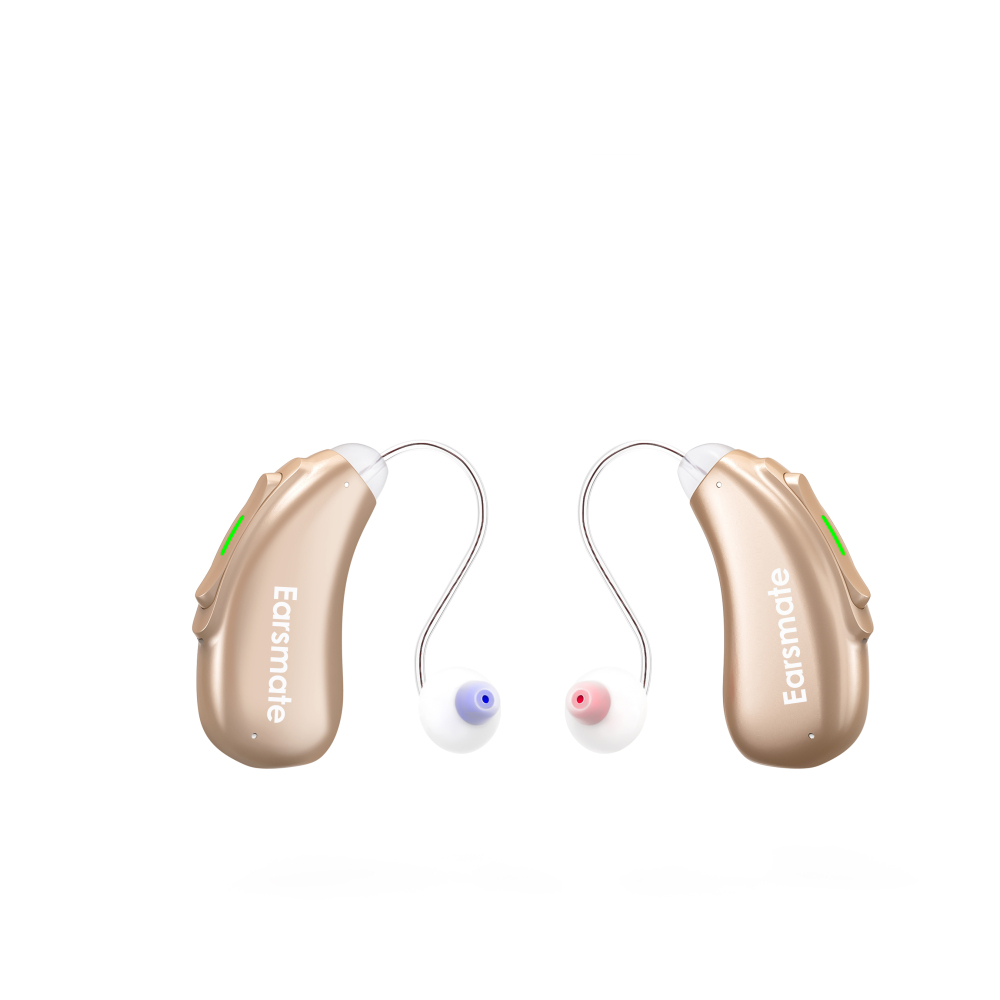 Earsmate OTC Bluetooth Hearing Aids For Seniors Adults Hearing Loss Noise Reduction Frequency Customized Sound Amplifier Based Phone App Controlled and Audio Streaming