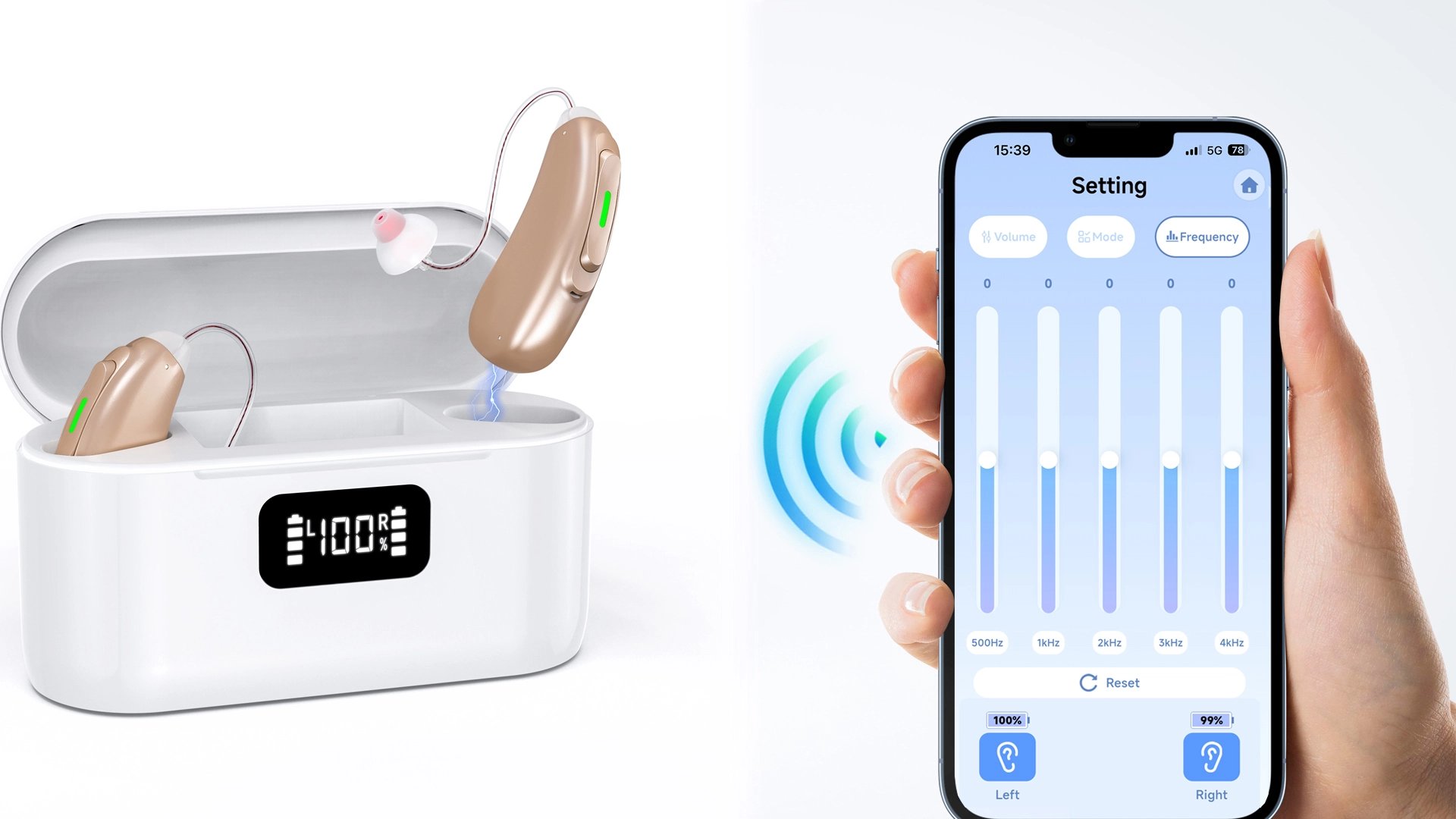 Behind-the-ear miniRITE rechargeable hearing aid pair for mild to moderate hearing loss