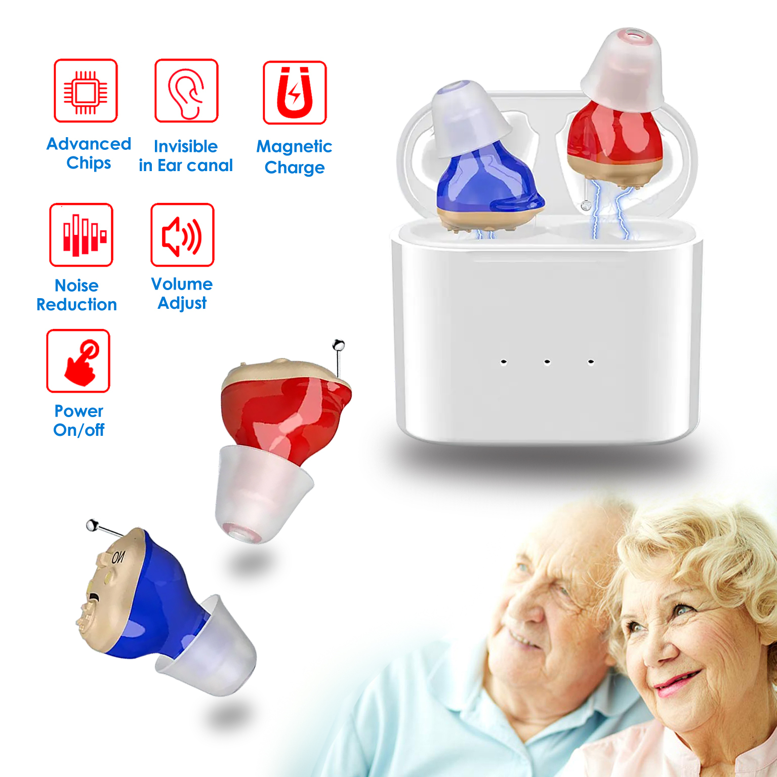 Hot Sales Invisible In Ear Canal CIC Rechargeable Hearing Aids For Seniors Ear Deaf Sound Amplifier Volume Adjustable and Long Battery Life