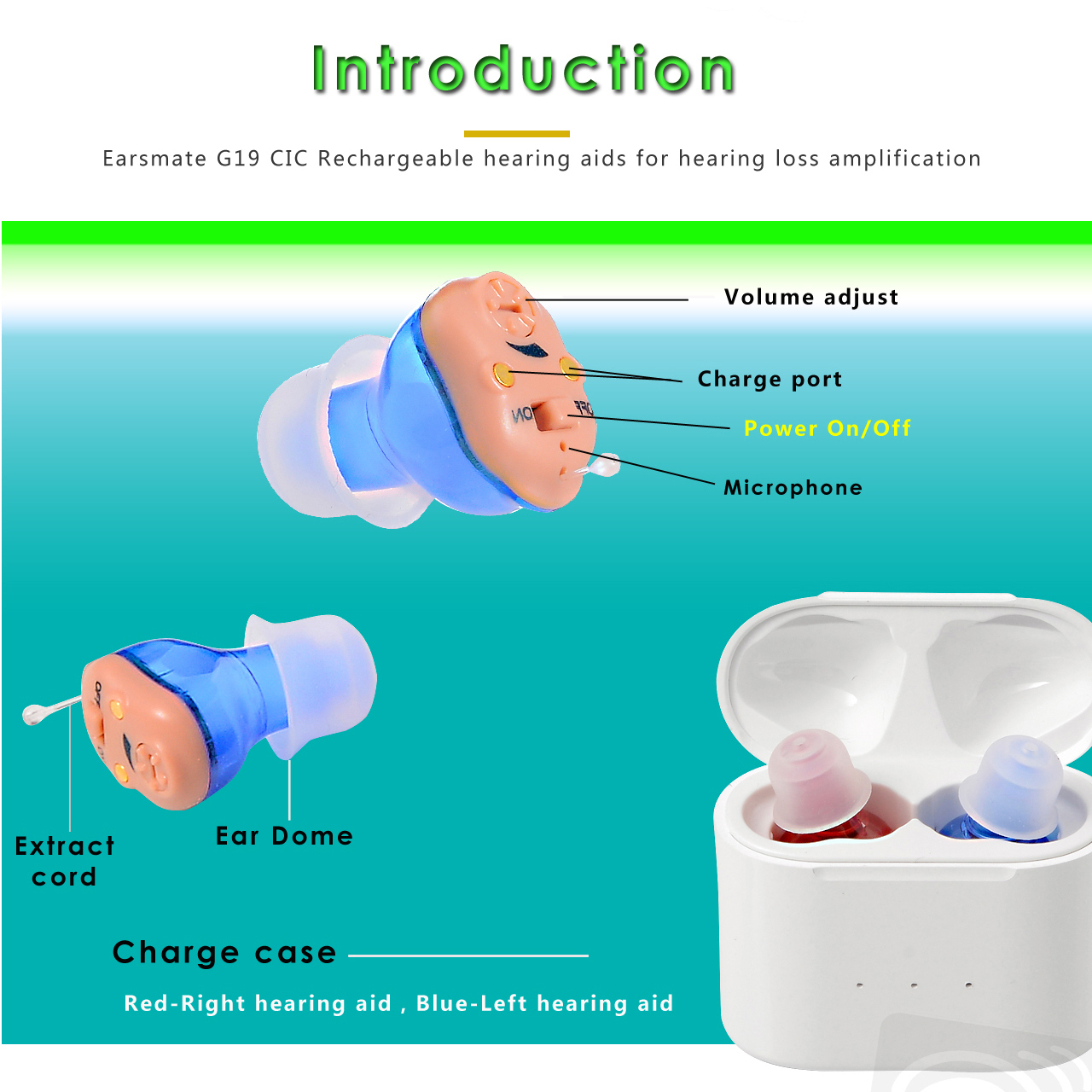 Hot Sales Invisible In Ear Canal CIC Rechargeable Hearing Aids For Seniors Ear Deaf Sound Amplifier Volume Adjustable and Long Battery Life