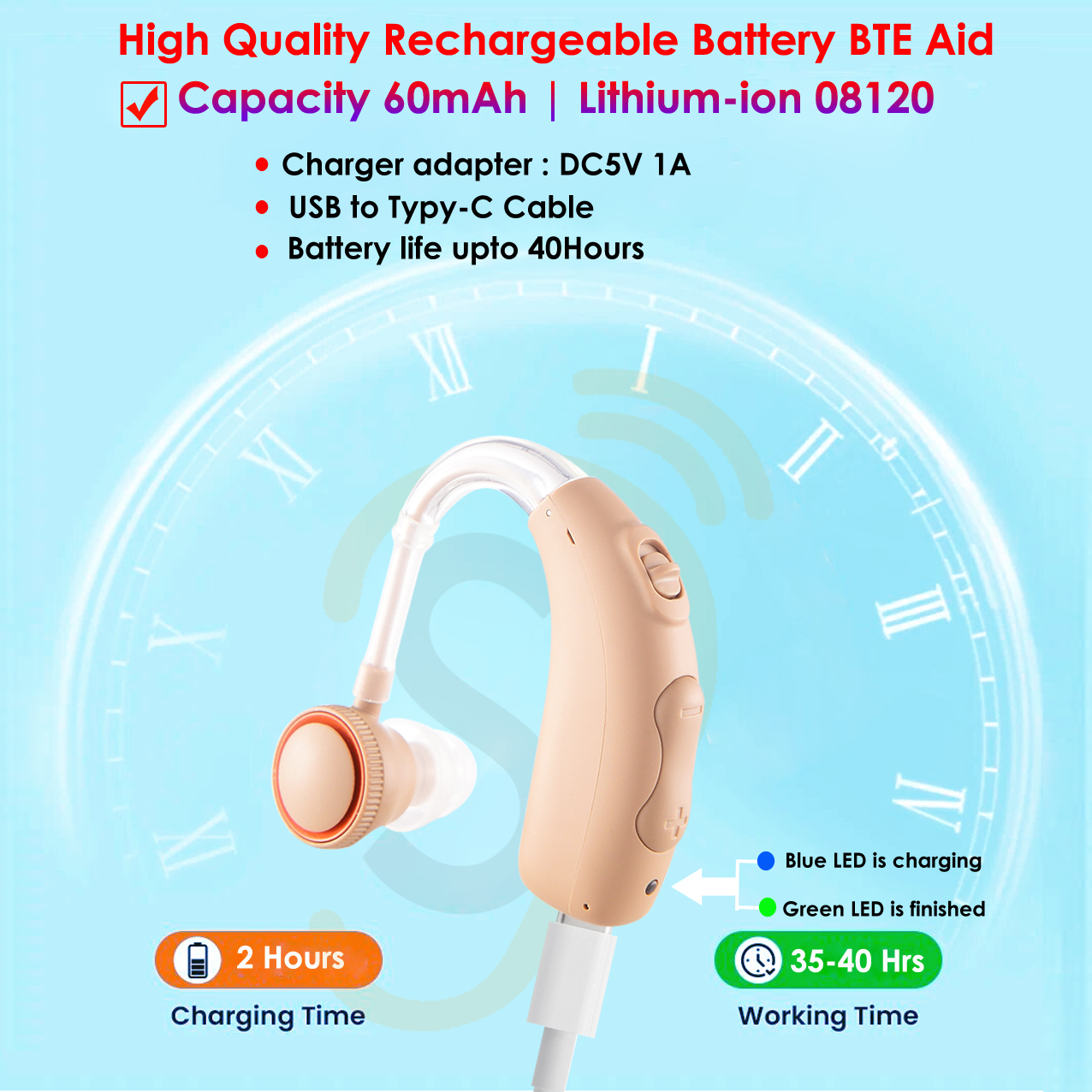 Rechargeable hearing aid battery