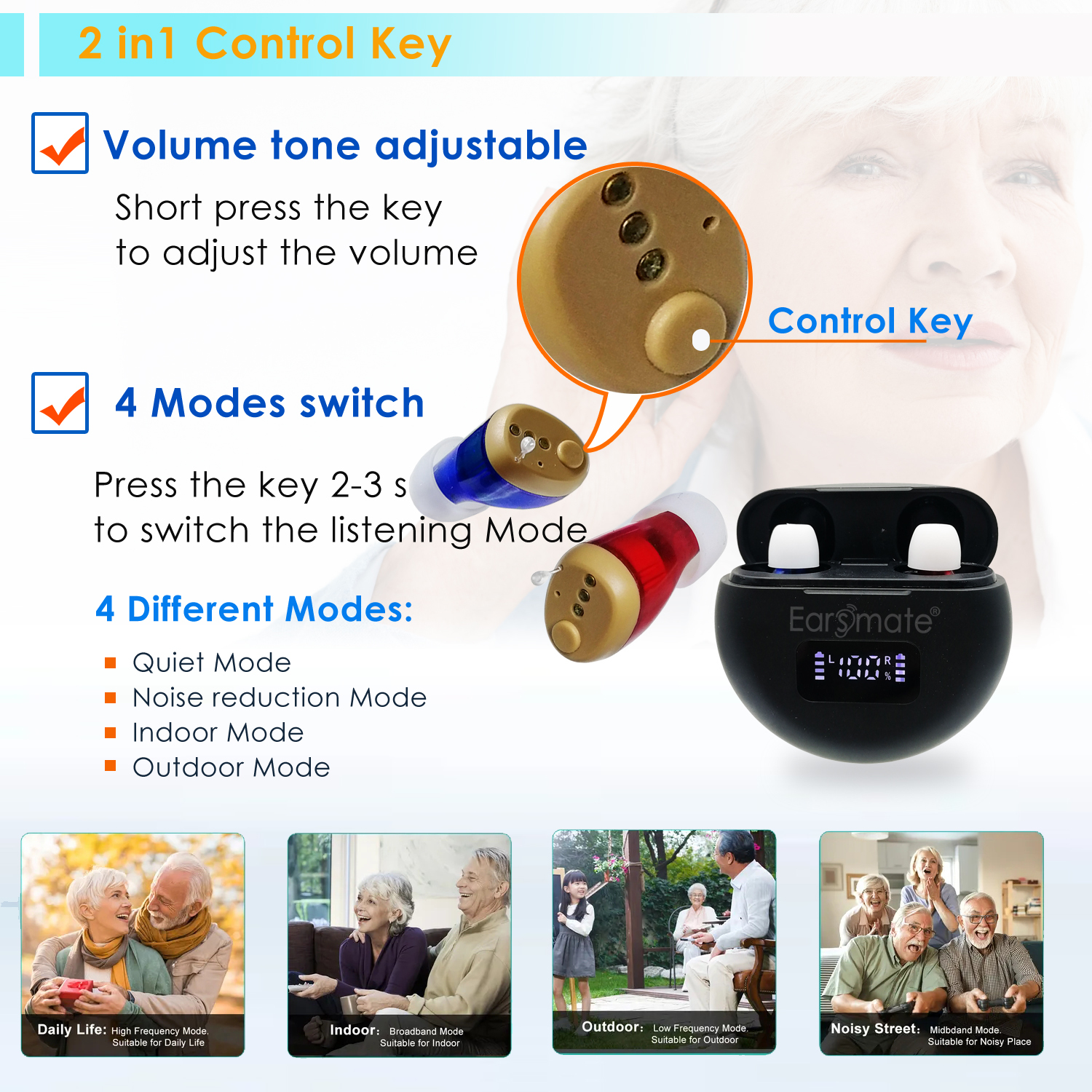 Rechargeable cic digital hearing aid