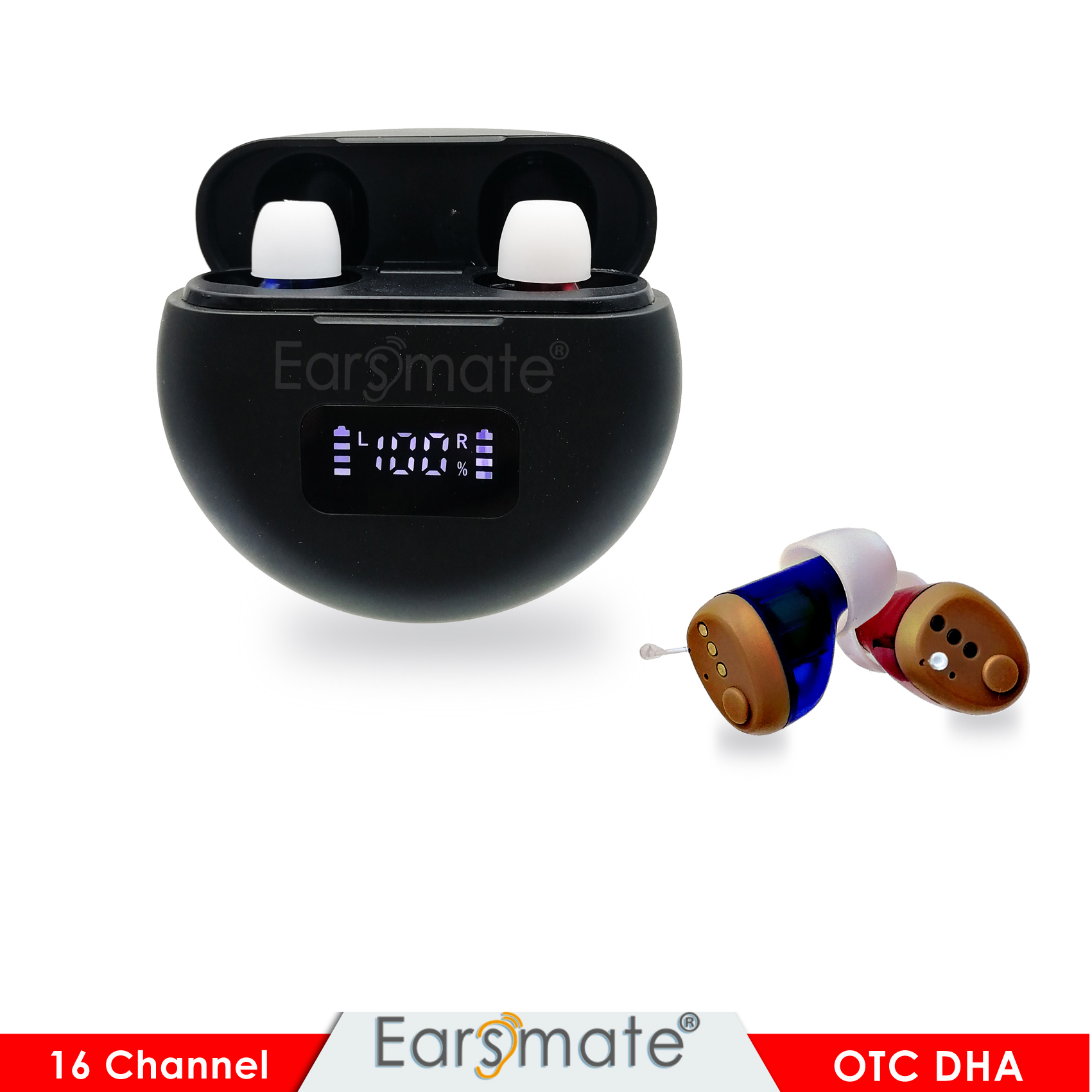 Over the counter OTC CIC Rechargeable Digital in Ear Hearing Aids with Noise Reduction For Seniors Hearing Loss Sound Assisit Volume adjustable