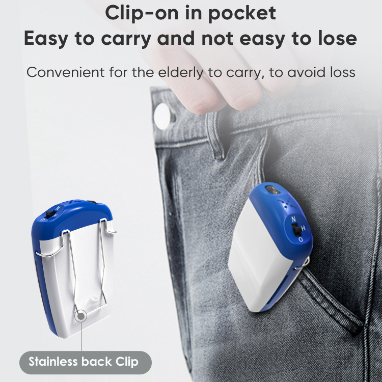 Earsmate portable case body worn pocket hearing aid machine two earphones for both ears deaf sound Amplify with Mild to severe hearing Loss