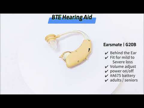 Cheap BTE Hearing Aid for Seniors, Behind the Ear Sound Amplifier for Hearing Loss, Adjustable Volume Wheel, A675 Battery Up to 100 Hours Working Time