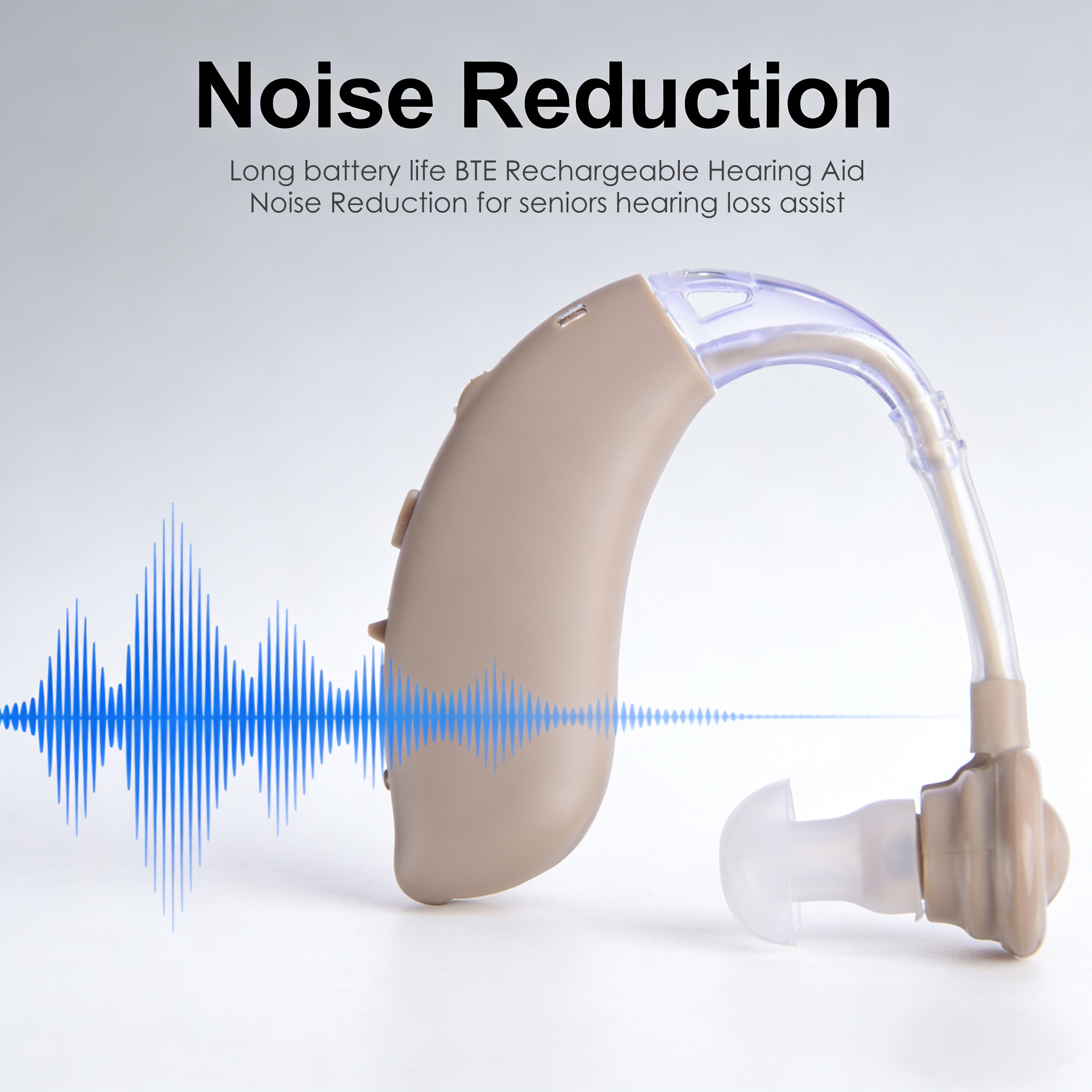 Earsmate Best BTE Rechargeable Hearing Aid for Seniors – Clear Sound, Noise Reduction, Long Battery Life Subtitle: Comfortable Behind-the-Ear Design to Amplify Sound & Reduce Background Noise for Daily Use