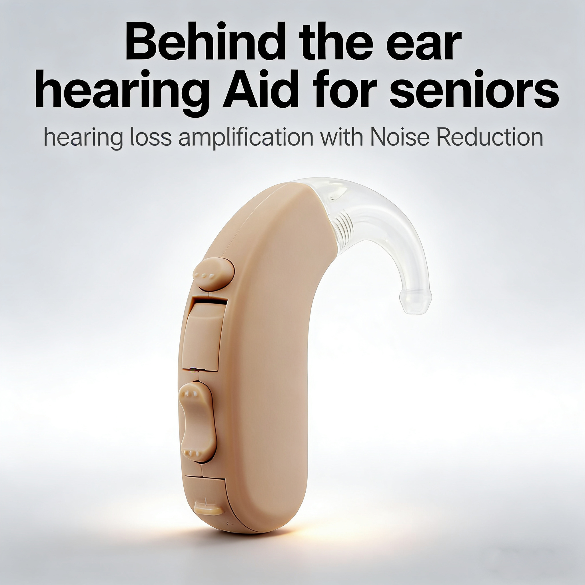 BTE Hearing Aid for Seniors - Behind the Ear Sound Amplifier with MPO & NH Digital Trimmer, Adjustable Volume, Preset Program Mode Switch for Hearing Loss Assist