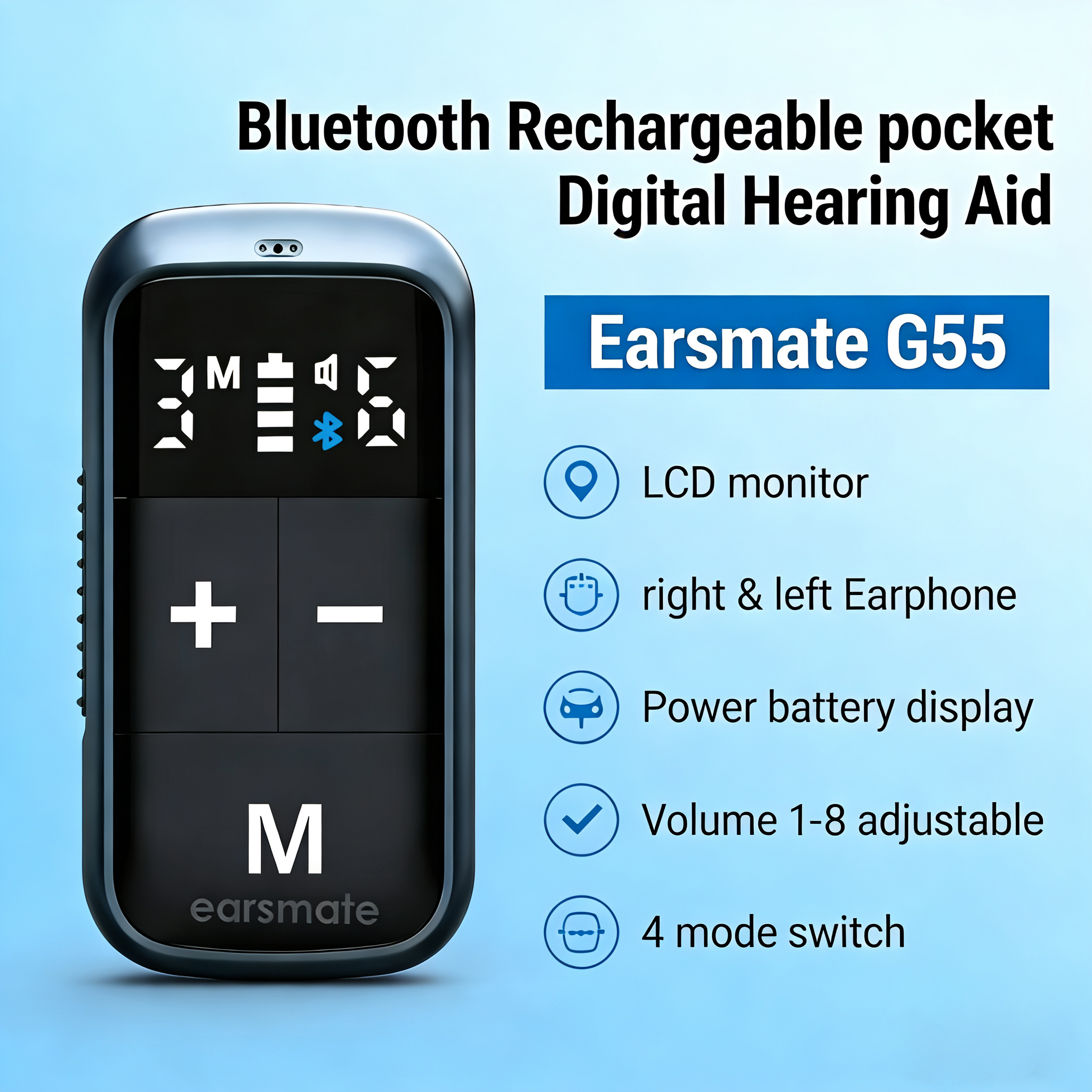 Bluetooth Earphone Rechargeable Digital Hearing Aid For Seniors