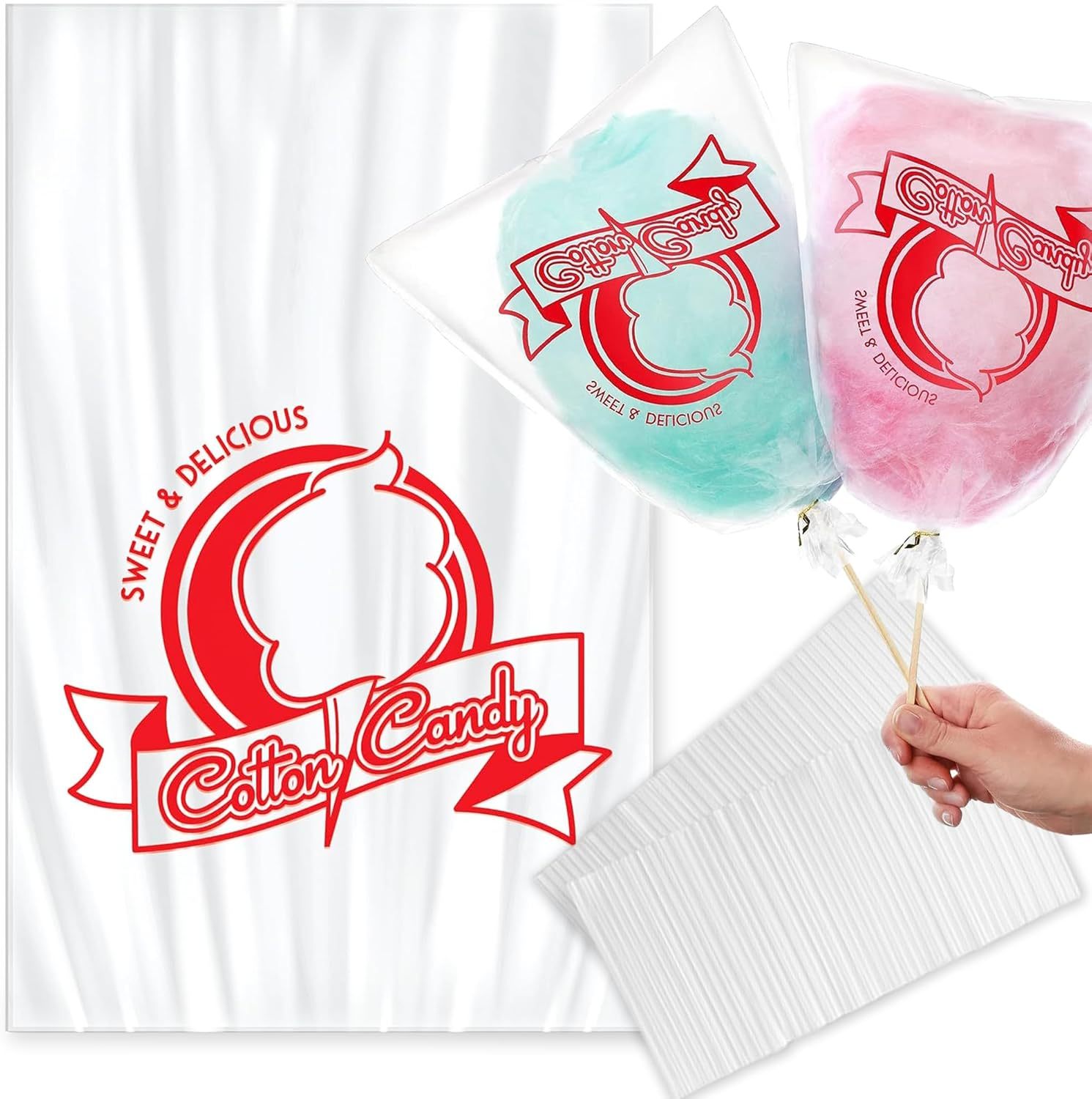 Cotton Candy Bags 8" x 12" 0.8 Mil Clear Treat Bags for Retail & Supermarket Packaging,Anhui Province Tianle Plastic Co.,Ltd ,8x12 Clear Cotton Candy Bags 0.8 Mil Retail Candy Packaging Bags