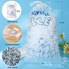10 LB Extra Thick Drawstring Ice Bags | Rugged Puncture-Resistant Bags for Camping & Fishing,Anhui Province Tianle Plastic Co.,Ltd ,12x20 Inch 10 LB Drawstring Plastic Ice Bags | Durable & Leak-Proof
