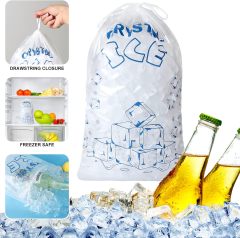 10 LB Extra Thick Drawstring Ice Bags | Rugged Puncture-Resistant Bags for Camping & Fishing,Anhui Province Tianle Plastic Co.,Ltd ,12x20 Inch 10 LB Drawstring Plastic Ice Bags | Durable & Leak-Proof