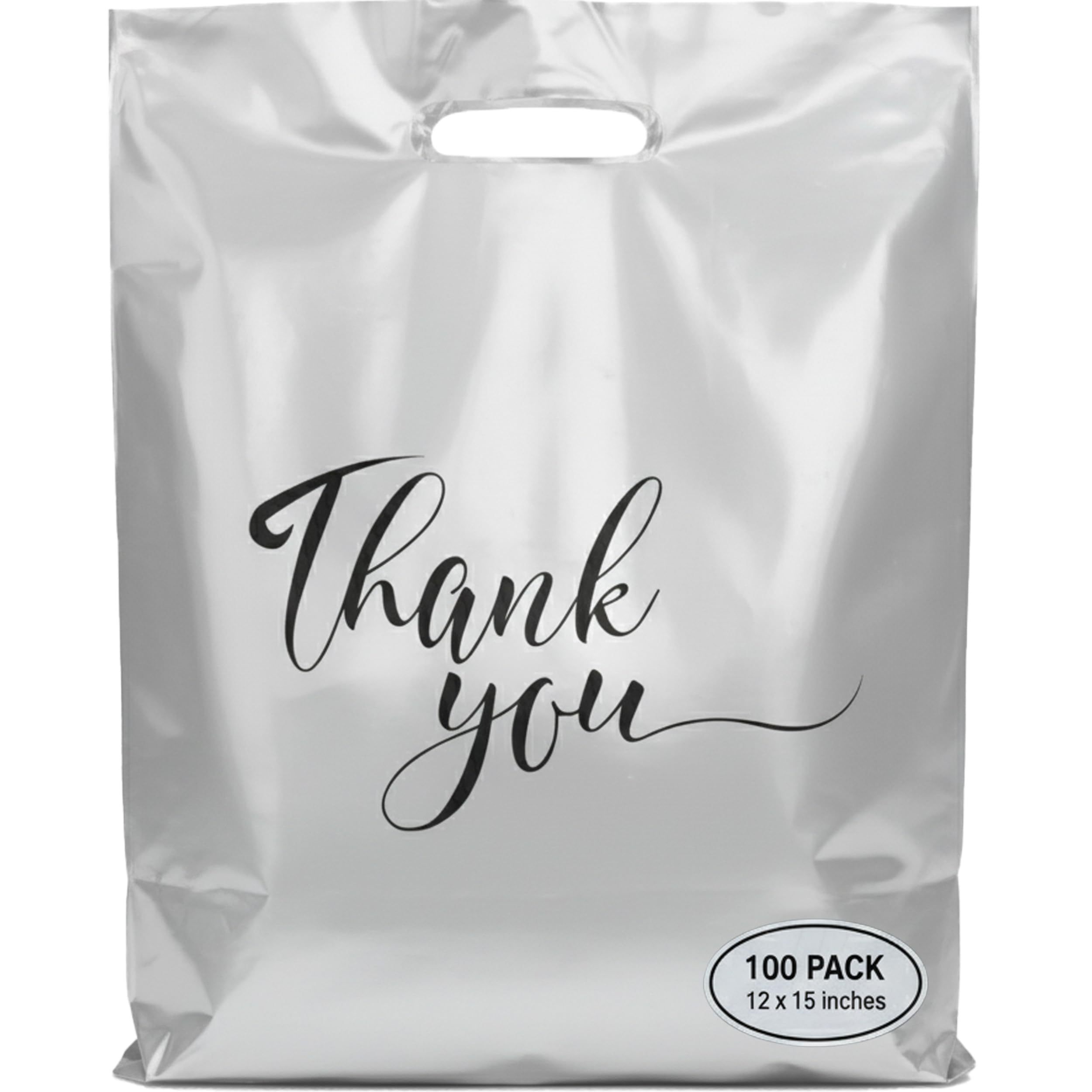 12x15" Large Merchandise Bags "Thank You" Print Shopping Bags - Plastic Boutique Bags for Trade Shows & Events,Anhui Province Tianle Plastic Co.,Ltd ,12x15 Inch Medium Die-Cut Handle Bags - Professional Retail Packaging