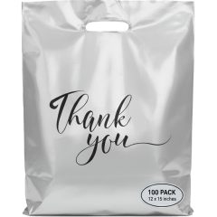 12x15" Large Merchandise Bags "Thank You" Print Shopping Bags - Plastic Boutique Bags for Trade Shows & Events,Anhui Province Tianle Plastic Co.,Ltd ,12x15 Inch Medium Die-Cut Handle Bags - Professional Retail Packaging