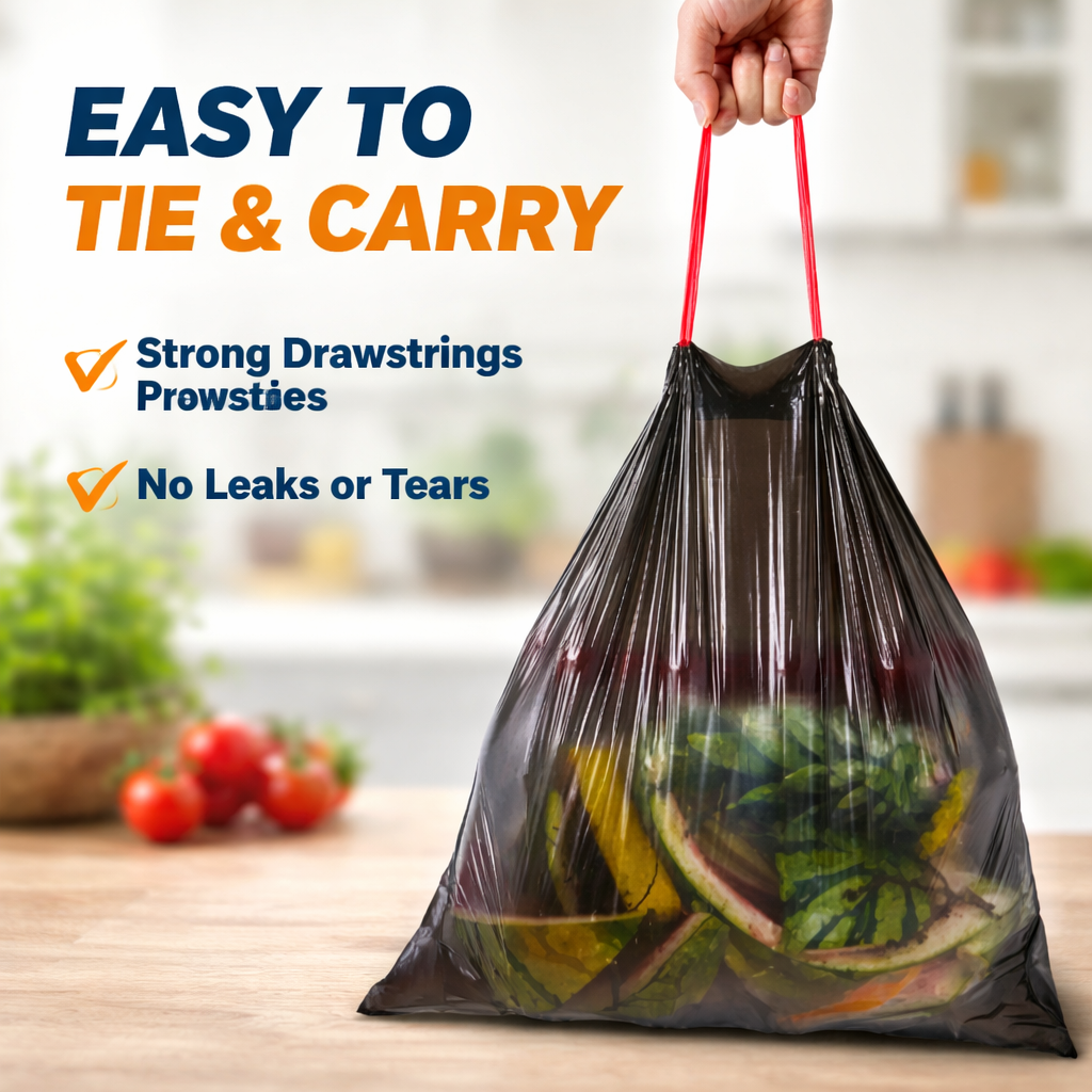22" x 24" Medium Trash Bags - Colorful Drawstring Liners for Recycling & Waste 8 Gallon,Anhui Province Tianle Plastic Co.,Ltd ,22" x 24" Durable 8 Gallon Drawstring Garbage Bags for Home & Bedroom
