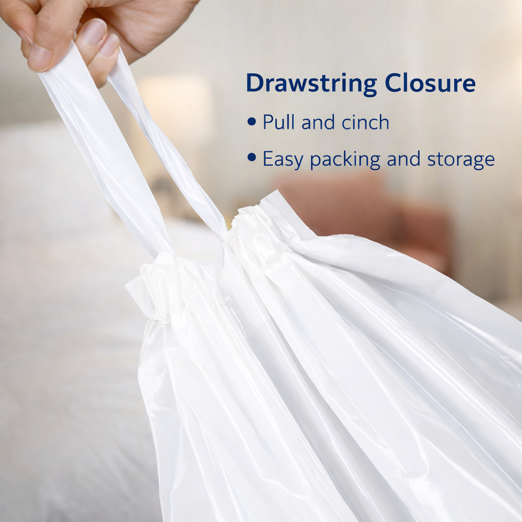 15" x 18" Reinforced Plastic Drawstring Laundry Bag - Tear-Resistant & Reusable,Anhui Province Tianle Plastic Co.,Ltd ,Durable 15x18 Inch Drawstring Laundry Bags | Reusable & Multi-Purpose