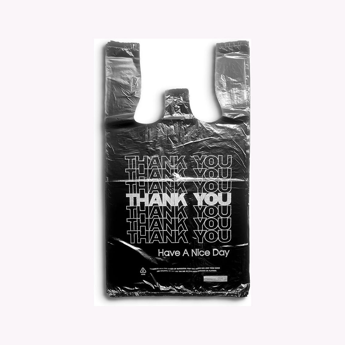 Premium Black "Thank You" Shopping Bags - High-Opacity Plastic Retail Bags with Bright Blue Print for Boutique and Gift Shops,Anhui Province Tianle Plastic Co.,Ltd ,Premium Black Thank You Bags | Blue Print Plastic Retail Bags