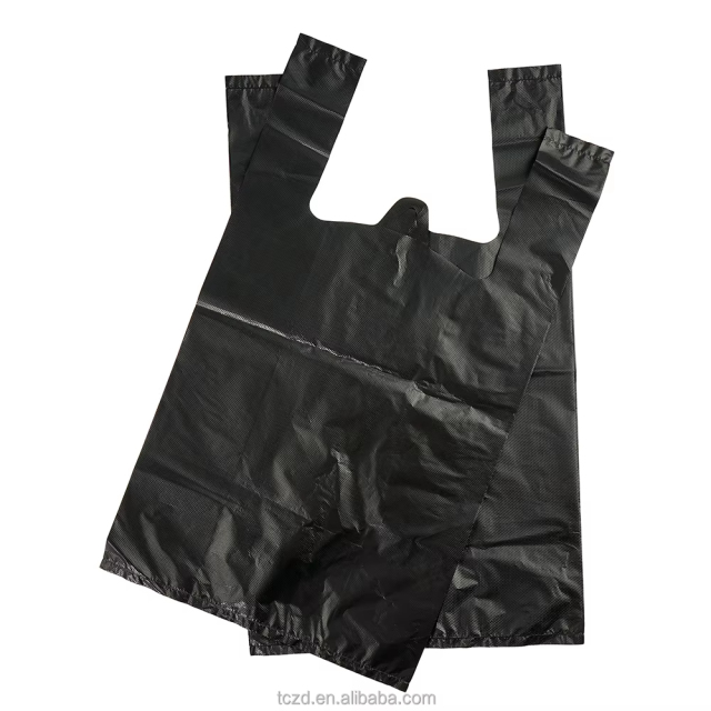 Black "Thank You" T-Shirt Bags - Standard 1/6 Barrel Plastic Shopping Bags for Retail and Grocery Stores,Anhui Province Tianle Plastic Co.,Ltd ,Black Thank You T-Shirt Bags | Standard 1/6 Barrel Plastic Shopping Bags