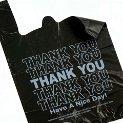Black "Thank You" T-Shirt Bags - Standard 1/6 Barrel Plastic Shopping Bags for Retail and Grocery Stores,Anhui Province Tianle Plastic Co.,Ltd ,Black Thank You T-Shirt Bags | Standard 1/6 Barrel Plastic Shopping Bags