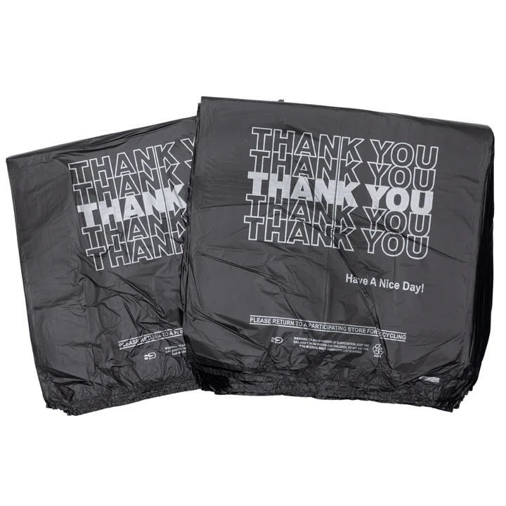 Heavy-Duty Black Plastic Shopping Bags - Puncture-Resistant "Thank You" Carryout Bags for Restaurants and Takeout,Anhui Province Tianle Plastic Co.,Ltd ,Heavy-Duty Black Plastic Bags | Thank You Takeout Bags