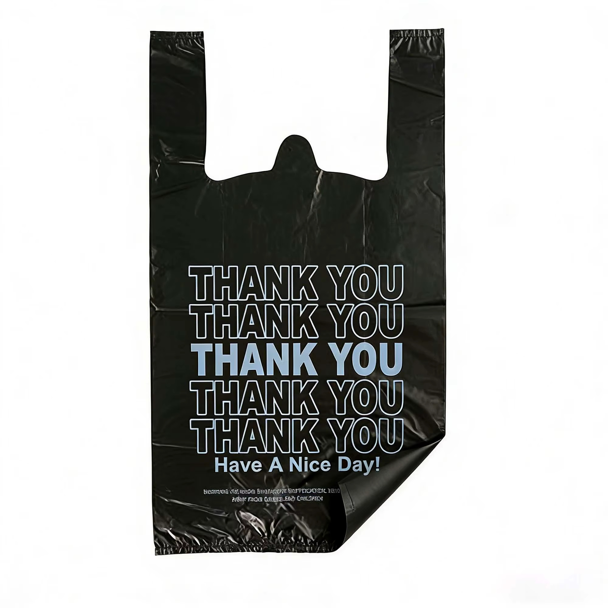 Bulk "Thank You" Plastic Grocery Bags - Wholesale Black T-Shirt Carryout Bags for Commercial Retail and Supermarkets,Anhui Province Tianle Plastic Co.,Ltd ,Bulk Thank You Bags Wholesale | Black Plastic Grocery Bags